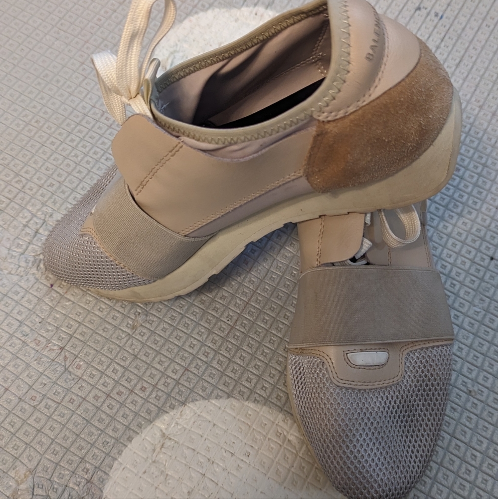 Balenciaga tricolor leather and mesh race sneakers